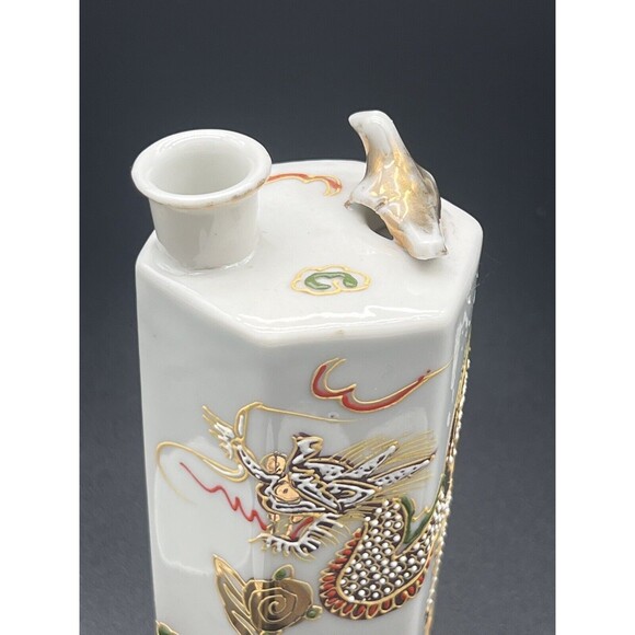 Moriage Dragonware Saki Service 6pcs Whistling Lithophane White Gold Brown VTG - Picture 4 of 11